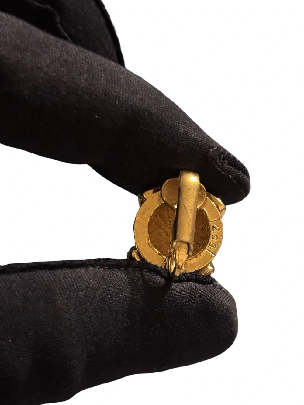 Authentic Gold CHANEL 209 CoCo Mark Earrings w/COA